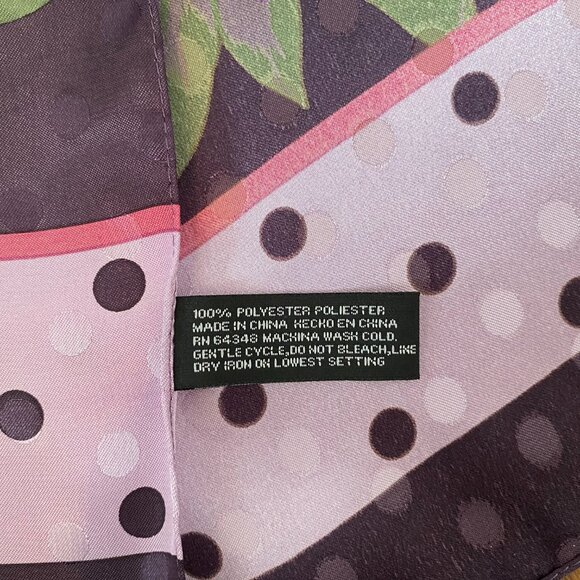 2/$20 👒 Vintage Oldstock Scarf with Purple, Pink Polka Dot and Floral Pattern - Picture 7 of 7
